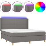  Box spring postelja z vzmetnico LED temno siva 160x200 cm blago, (20789483) | Shoptok.si