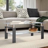  Stolić za kavu crno-prozirni 95 x 55 x 40 cm od kaljenog stakla | shoptok.hr