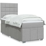 vidaXL Box spring postelja z vzmetnico svetlo siv 100x200 cm blago | Shoptok.si