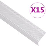 vidaXL Obrobe za stopnice L-oblike 15 kosov aluminij 100 cm srebrne | Shoptok.si