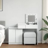 vidaXL Toaletna mizica z LED lučkami bela 115x37x110,5 cm | Shoptok.si