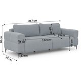 Ropez Prašno modra sedežna garnitura 217 cm Helio – | Shoptok.si