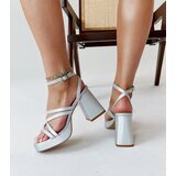 Gemre Silver Holographic Block Heel Sandals Ksenija | ePonuda.com