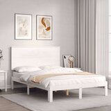 vidaXL Okvir kreveta s uzglavljem bijeli 140 x 190 cm od masivnog drva | shoptok.hr
