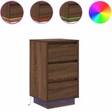  Noćni ormarić s LED svjetlima smeđi hrast 38x34x65 cm | shoptok.hr