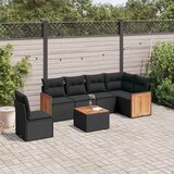 Maison Chic Seti vrtnega pohištva - Vrtna garnitura - Vrtni pohištvo set 7-delna z blazinami črn poli ratan, (21802255) | Shoptok.si