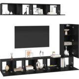 vidaXL Set TV kabineta s policom Ostalo s pohranom s vratima 6 pcs Crni hrast 30.5 x 30 x 90 cm | shoptok.hr