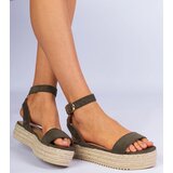 D/CEO marka niezdefiniowana Green espadrille sandals on a platform Kalesio | ePonuda.com
