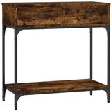 Maison Chic konzolna miza - miza ob steni dimljeni hrast 75x34,5x75 cm inženirski les, (21786210) Cene