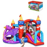 Happy Hop dvorac na napuhavanje Zmajev dvor 350 x 350 x 245 cm s toboganom i puhalicom Cijene