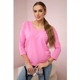 Kesi Light pink blouse with a V-neck | shoptok.hr
