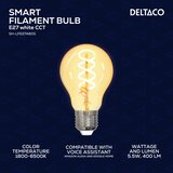 Deltaco SMART HOME Spiralna LED filament žarnica, E27, WiFI 2.4GHz, 5.5W, 470lm, 1800K-6500K,220-240 | Shoptok.si