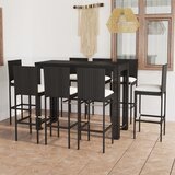 vidaXL Vrtna barska garnitura 9-delna s krem blazinami poli ratan | Shoptok.si
