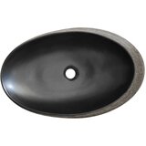 Nadgradni umivaonik sivo-crni ovalni 59x40x14 cm keramički | shoptok.hr