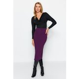 Trendyol Purple Smart Crepe with Belt Detailed Fleece Pocket Midi Pencil High Waist, Flexible Knitted Skirt | shoptok.hr