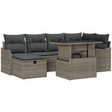 vidaXL 7-delni Vrtni Sofa Komplet s Blazinami Siva Poli Ratan, 2-sedežna Vrtna Sofa s Blazinami Siva Poli Ratan | Shoptok.si