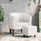  Zaobljena fotelja od umjetne kože s tabureom bijela | shoptok.hr