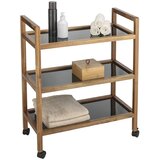 Wenko Črna/v naravni barvi kopalniška polica iz masivne akacije 65x76,5 cm Fondi – | Shoptok.si
