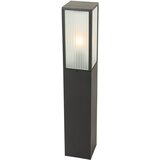 QAZQA Stoječa zunanja svetilka črna z rebrastim steklom 80 cm IP44 - Charlois Cene