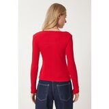  Women's Red Square Collar Corduroy Knitted Blouse | Shoptok.si