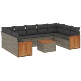  10-dijelni set vrtnih sofa od poliratana s jastucima sivi | shoptok.hr