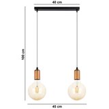  Luster na sajli MIROS 2xE27/60W/230V crna/bakarna | Eponuda.com