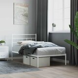  Metalni okvir za krevet s uzglavljem bijeli 107x203 cm | Eponuda.ba