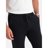 Ombre Men's knitted pants with elastic waistband - black | Shoptok.si