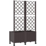  Vrtni saksija s rešetkom i kotačima Smeđa 80 x 40 x 146 cm PP | shoptok.hr