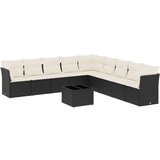  10-dijelni set vrtnih sofa s jastucima crni od poliratana | shoptok.hr