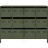 vidaXL Komoda olivno zelena 135x39x103,5 cm hladno valjano jeklo | Shoptok.si