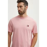 Tommy Jeans Bombažna kratka majica moška, roza barva, DM0DM18912