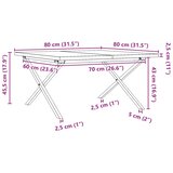 Stolić za kavu X-oblika 80x80x45,5 cm od borovine i čelik | shoptok.hr