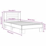  Okvir za krevet crni 75 x 190 cm od konstruirano drvo i metal | shoptok.hr