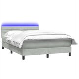 Krevet s oprugama i madracem LED svjetlosivi 160x220 cm baršunasti | Eponuda.ba