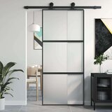 vidaXL Klizna vrata crna 90 x 205 cm od kaljenog stakla i aluminija | shoptok.hr