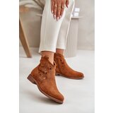 S. BARSKI Women's Perforated Ankle Boots with Zipper Camel S.Barski Cene