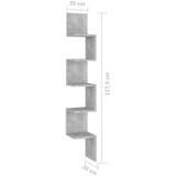  Zidne kutne police siva boja betona 20 x 20 x 127,5 cm drvene | Eponuda.com