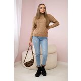 Kesi Sweater with decorative fabric Camel | shoptok.hr