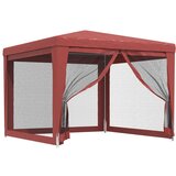 Šator za zabave s 4 mrežasta bočna zida crveni 3 x 3 m HDPE | shoptok.hr