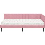vidaXL Kutni okvir kreveta s madracem Ružičasta 100 x 200 cm Baršun | shoptok.hr