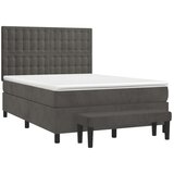  Box spring posteljni z vzmetnico temno siv 140x190 cm žamet, (20900811) | Shoptok.si