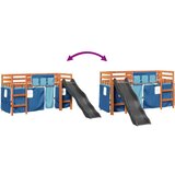 vidaXL Otroški pograd z zavesami modra 80x200 cm trdna borovina | Shoptok.si