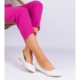 Gemre White wedge heel ballet flats made of eco-leather Savelia | Shoptok.si