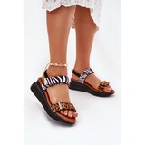 Boto Womens wedge sandals leopard and zebra brown Monera | ePonuda.com
