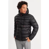River Club Men's Black Lined Water and Windproof Hooded Winter Puffer Coat