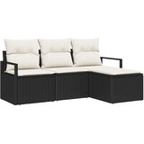  Set sofe s jastukom s pohranom 4 pcs Crna i Krema poliratan | shoptok.hr