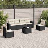  7-dijelni set vrtnih sofa od poliratana s jastucima crni | shoptok.hr