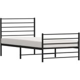 Metalni okvir kreveta uzglavlje i podnožje crni 90 x 200 cm | shoptok.hr