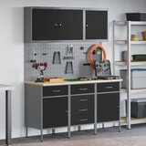vidaXL Set 6 Črna, Siva Jeklo, 25mm inženirski les Standardna Cene